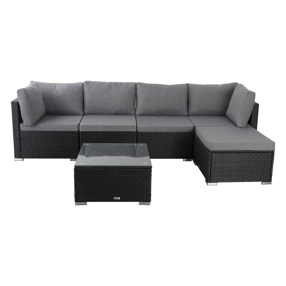 Ottoman-Style Outdoor Lounge Set in Black - Cosy Abode