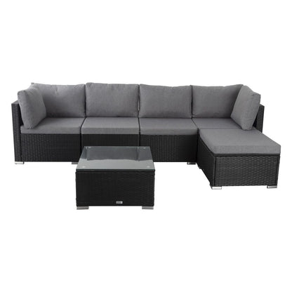Ottoman-Style Outdoor Lounge Set in Black - Cosy Abode