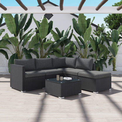 Ottoman-Style Outdoor Lounge Set in Black - Cosy Abode