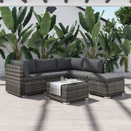Ottoman-Style Outdoor Lounge Set in Grey - Cosy Abode