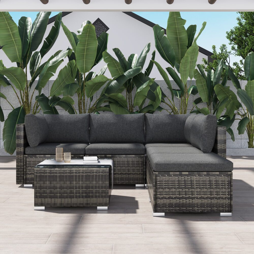 Ottoman-Style Outdoor Lounge Set in Grey - Cosy Abode
