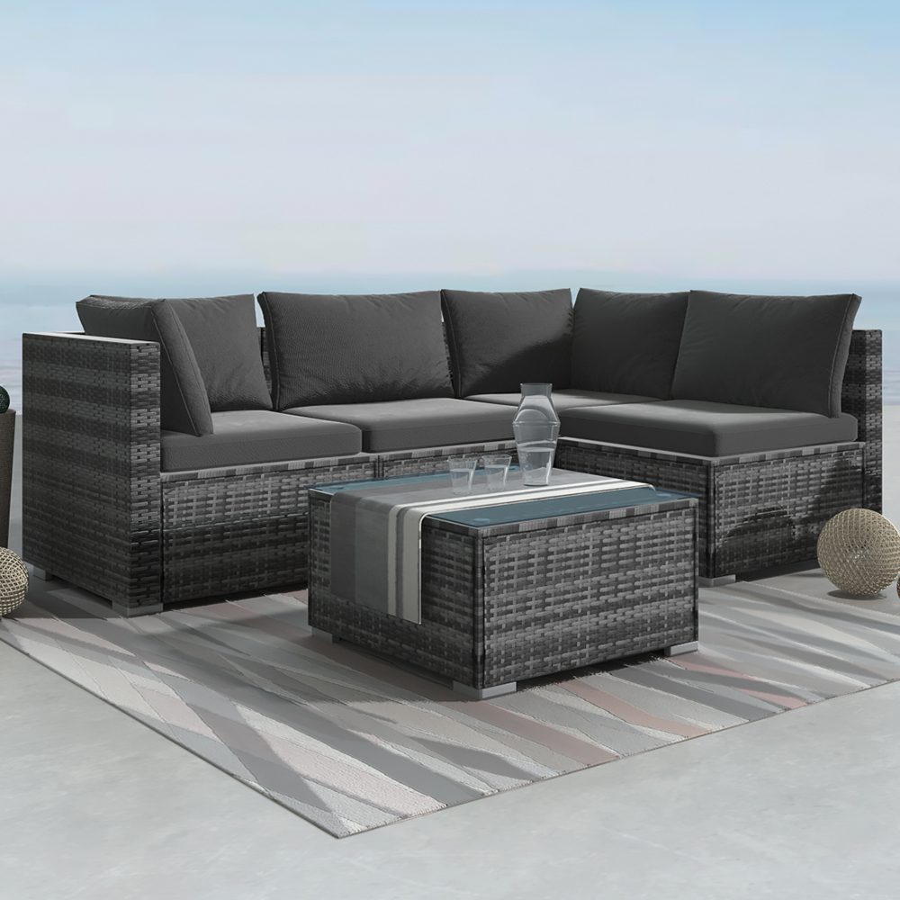 Bondi 5 Pc Outdoor Furniture Setting - Grey - Cosy Abode