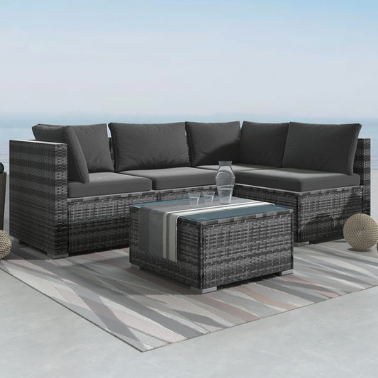 Bondi 5 Pc Outdoor Furniture Setting - Grey - Cosy Abode