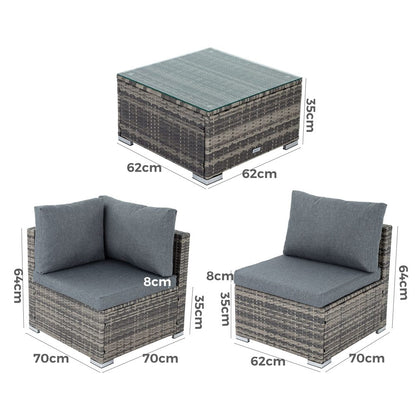 Bondi 5 Pc Outdoor Furniture Setting - Grey - Cosy Abode