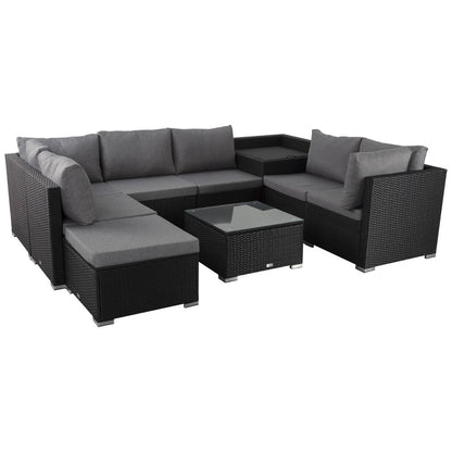 Large Modular Outdoor Ottoman Lounge Set in Black - Cosy Abode