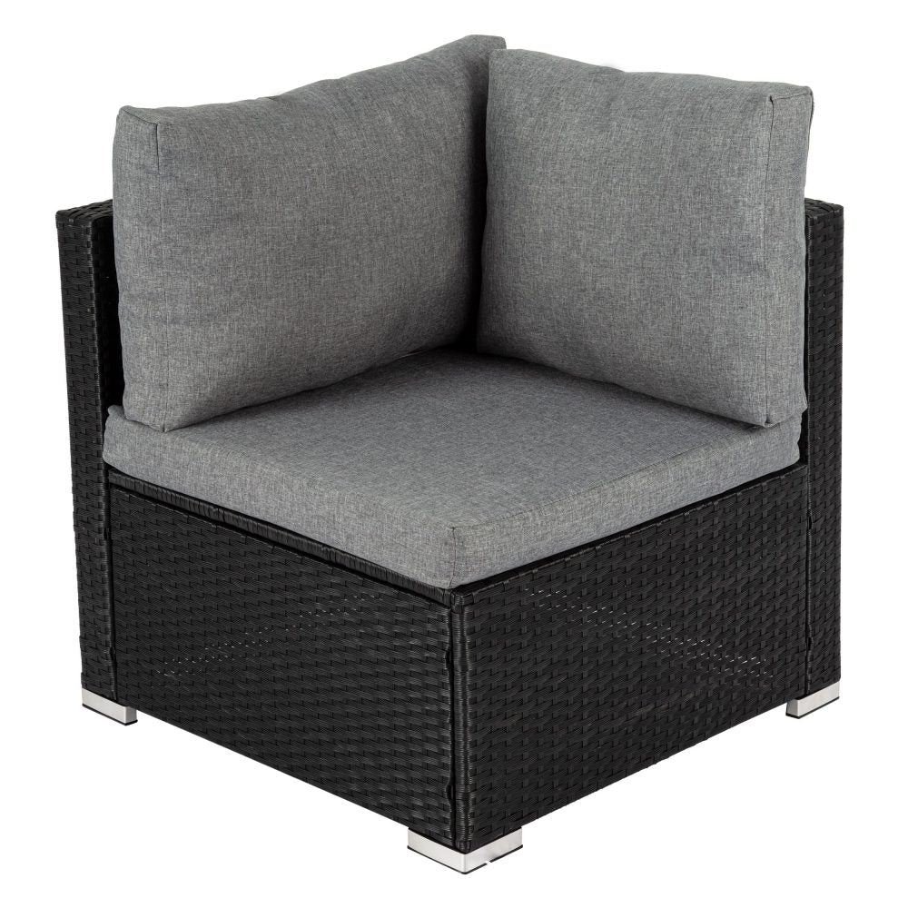 Large Modular Outdoor Ottoman Lounge Set in Black - Cosy Abode