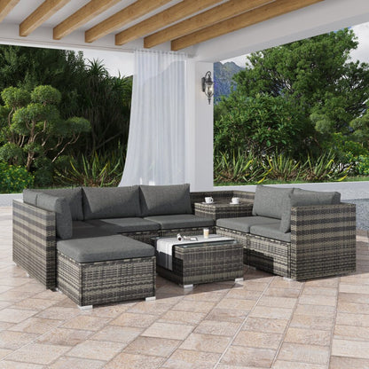 Large Modular Outdoor Ottoman Lounge Set in Grey - Cosy Abode