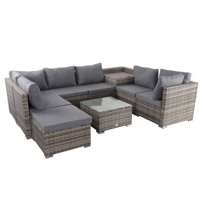 Large Modular Outdoor Ottoman Lounge Set in Grey - Cosy Abode