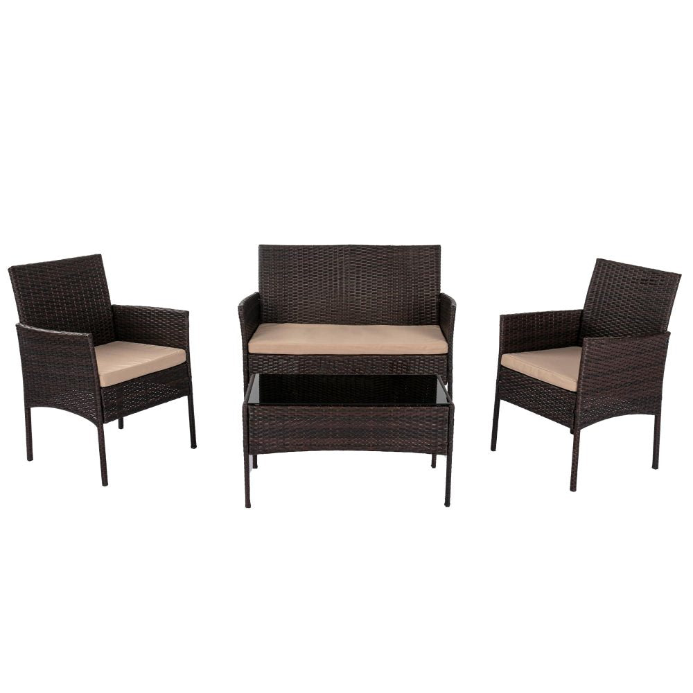 Breeze 4-Seat Wicker Outdoor Lounge Set - Cosy Abode