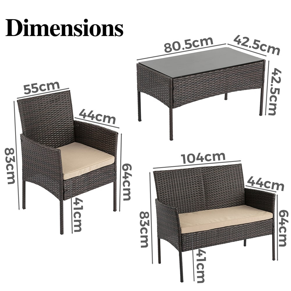 Breeze 4-Seat Wicker Outdoor Lounge Set - Cosy Abode