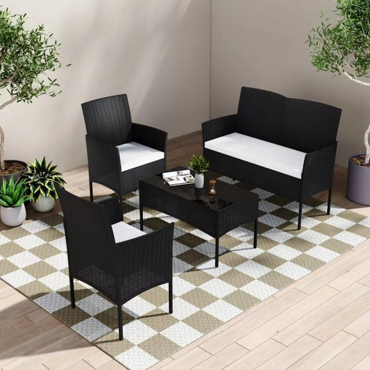 Ville 4-Seater PE Wicker Outdoor Lounge Sofa Set - Cosy Abode