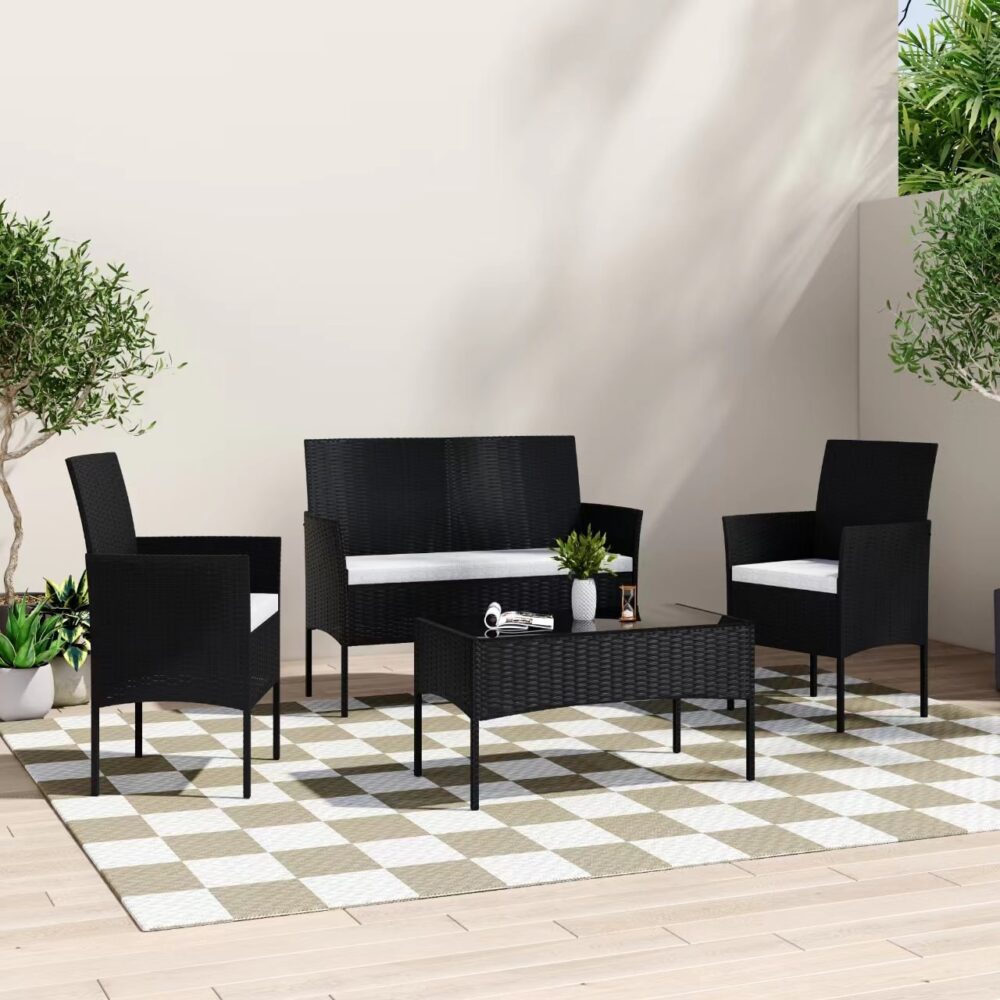Ville 4-Seater PE Wicker Outdoor Lounge Sofa Set - Cosy Abode