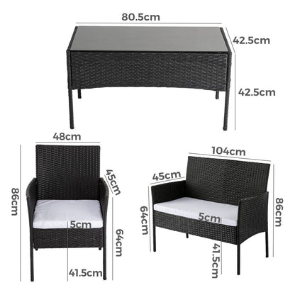 Ville 4-Seater PE Wicker Outdoor Lounge Sofa Set - Cosy Abode