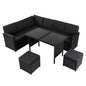Ella 8-Seater Modular Outdoor Garden Lounge and Dining Set with Table and Stools in Black - Cosy Abode