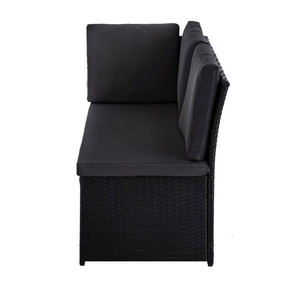 Ella 8-Seater Modular Outdoor Garden Lounge and Dining Set with Table and Stools in Black - Cosy Abode