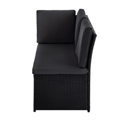 Ella 8-Seater Modular Outdoor Garden Lounge and Dining Set with Table and Stools in Black - Cosy Abode