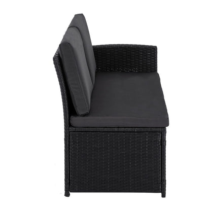 Ella 8-Seater Modular Outdoor Garden Lounge and Dining Set with Table and Stools in Black - Cosy Abode