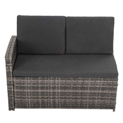 Ella 8-Seater Modular Outdoor Garden Lounge and Dining Set with Table and Stools in Dark Grey Weave - Cosy Abode