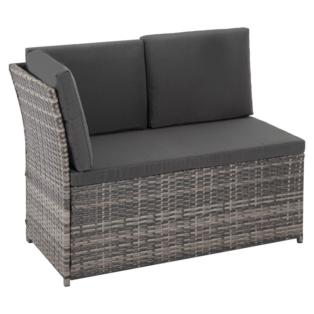 Ella 8-Seater Modular Outdoor Garden Lounge and Dining Set with Table and Stools in Dark Grey Weave - Cosy Abode