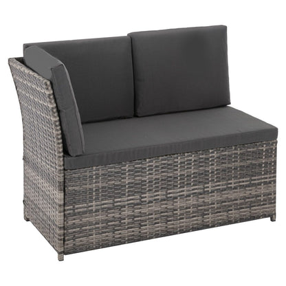 Ella 8-Seater Modular Outdoor Garden Lounge and Dining Set with Table and Stools in Dark Grey Weave - Cosy Abode