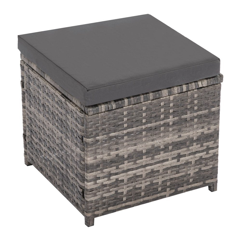 Ella 8-Seater Modular Outdoor Garden Lounge and Dining Set with Table and Stools in Dark Grey Weave - Cosy Abode