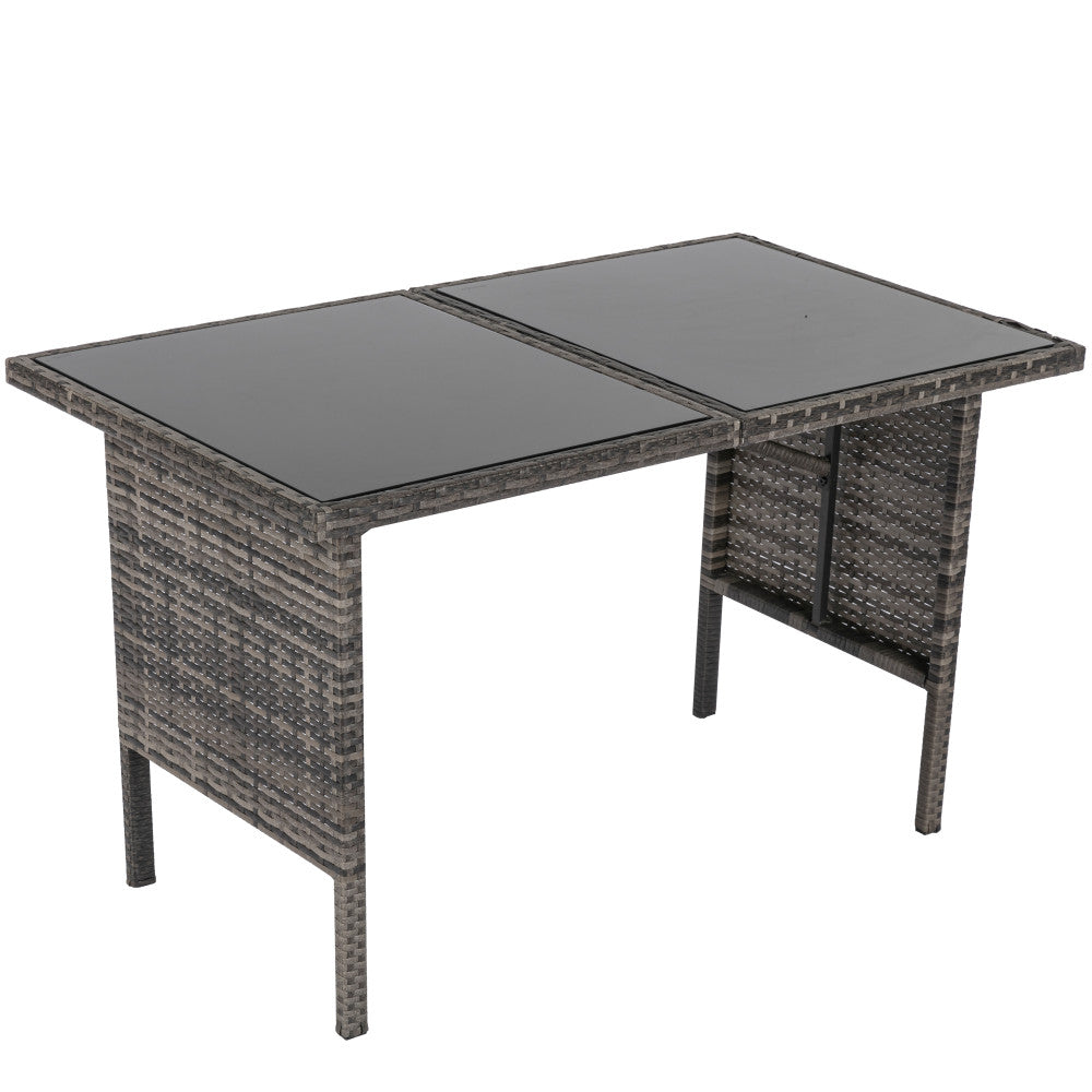 Ella 8-Seater Modular Outdoor Garden Lounge and Dining Set with Table and Stools in Dark Grey Weave - Cosy Abode