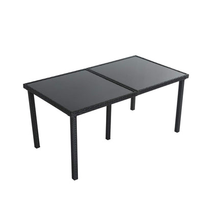 Outdoor Minimalist Black Wicker 6-Seater Dining Set - Cosy Abode