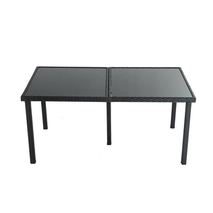 Outdoor Minimalist Black Wicker 6-Seater Dining Set - Cosy Abode