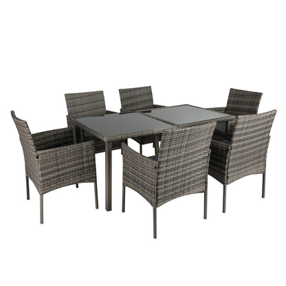 Rural Style Outdoor Grey Wicker 6 Seater Dining Set - Cosy Abode
