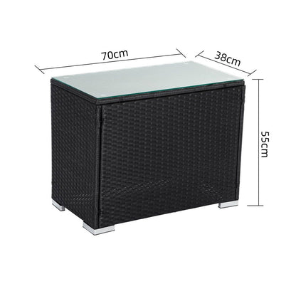 Wicker End Table - Black - Cosy Abode