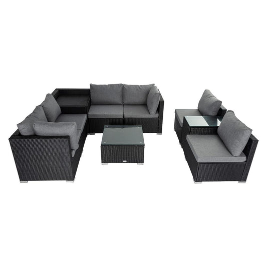 Modular Outdoor Lounge Set-9pcs Sofa, Armchairs and Coffee Table - Cosy Abode