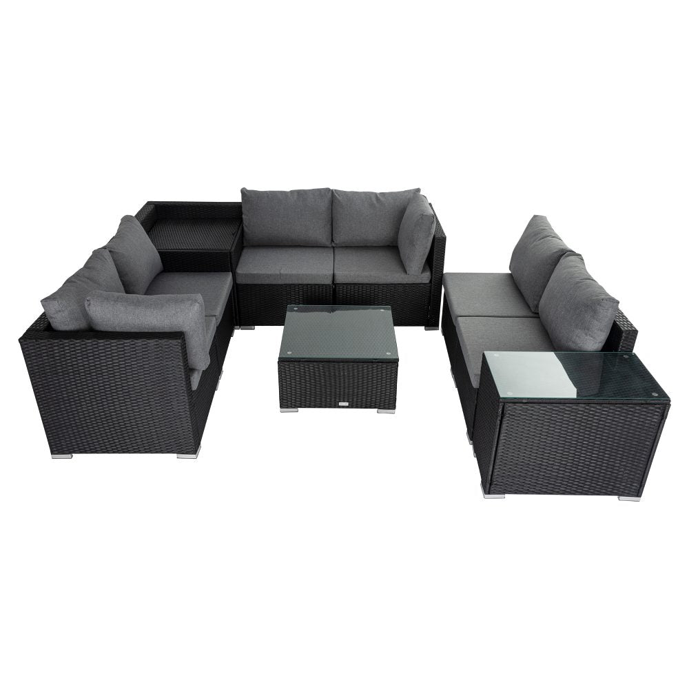 Modular Outdoor Lounge Set-9pcs Sofa, Armchairs and Coffee Table - Cosy Abode