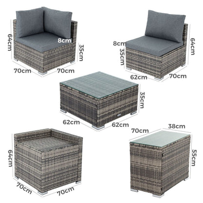 Modular Outdoor Lounge Set-9pcs Sofa, Armchairs and Coffee Table - Cosy Abode