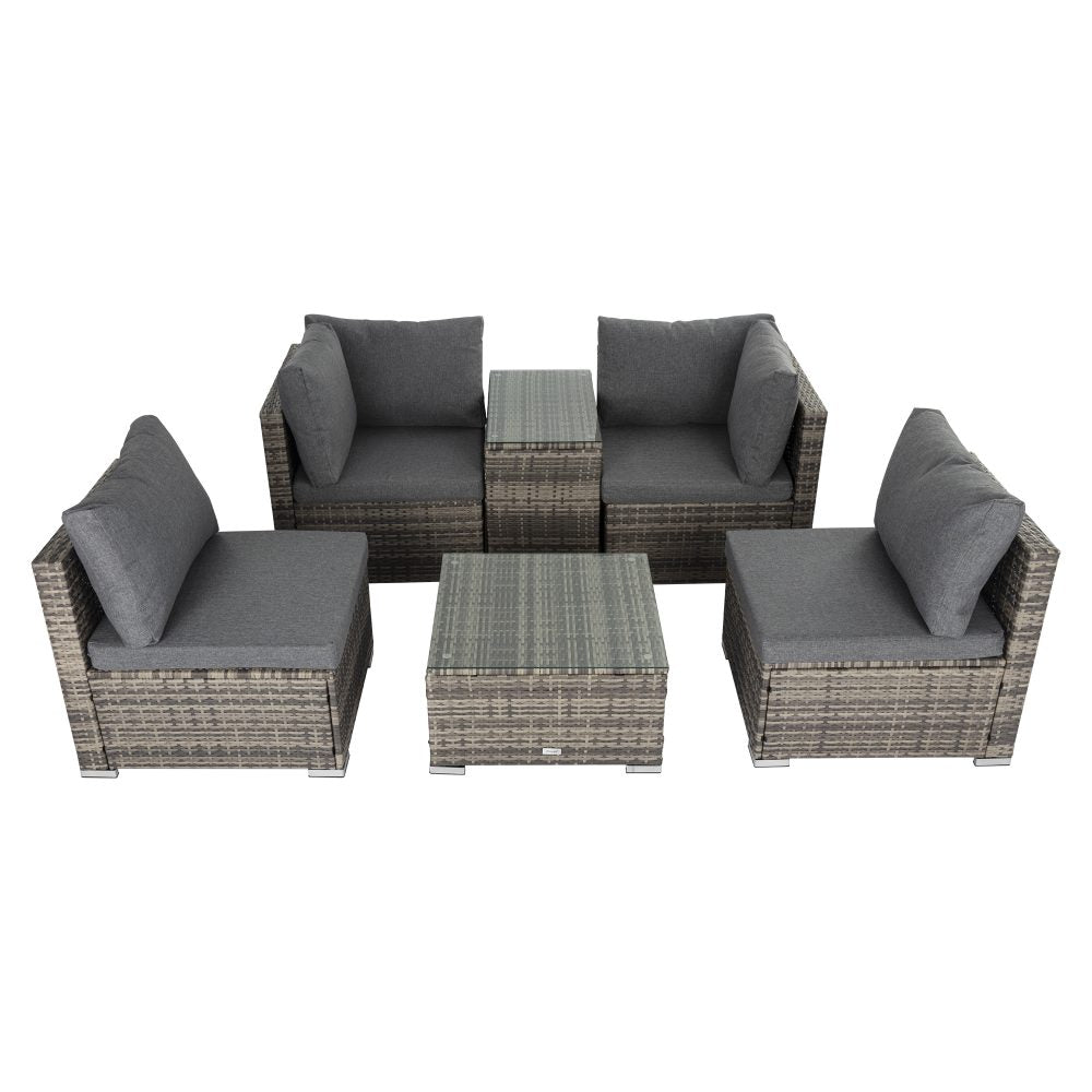Outdoor Modular Lounge Sofa with Wicker End Table Set - Cosy Abode