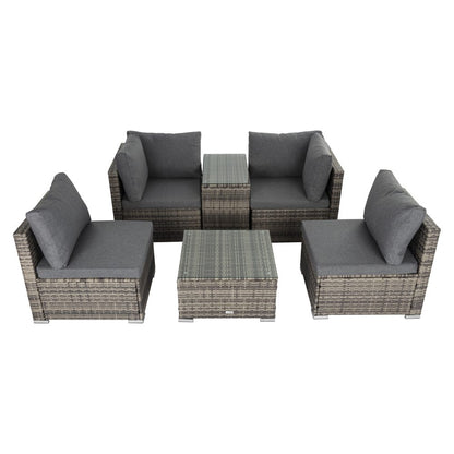 Outdoor Modular Lounge Sofa with Wicker End Table Set - Cosy Abode