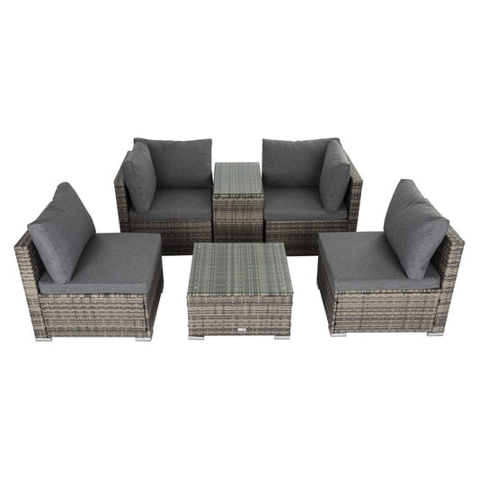 Outdoor Modular Lounge Sofa with Wicker End Table Set - Cosy Abode