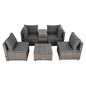 Outdoor Modular Lounge Sofa with Wicker End Table Set - Cosy Abode