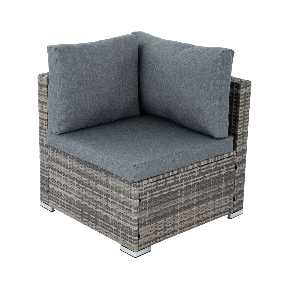 Outdoor Modular Lounge Sofa with Wicker End Table Set - Cosy Abode