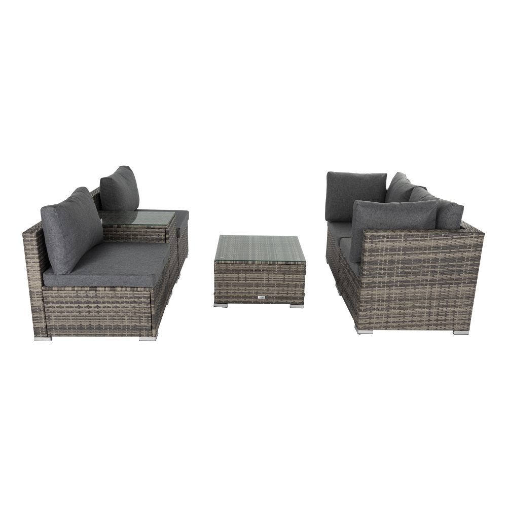 Outdoor Modular Lounge Sofa with Wicker End Table Set - Cosy Abode