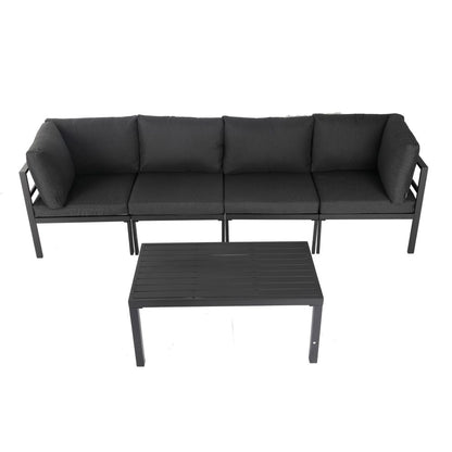 Minimalist 5 Piece Outdoor Lounge Setting - Charcoal Grey - Cosy Abode