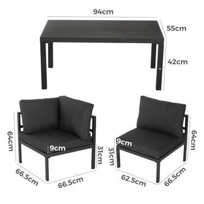 Minimalist 5 Piece Outdoor Lounge Setting - Charcoal Grey - Cosy Abode