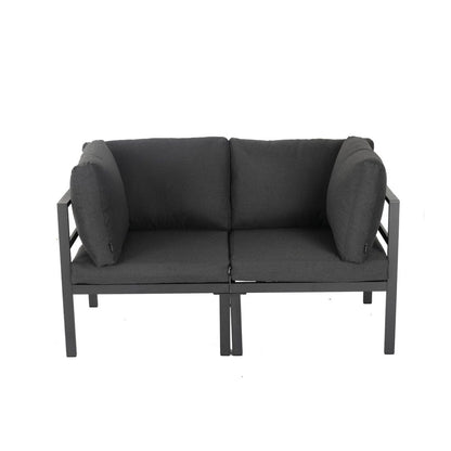 Minimalist 7 Piece Outdoor Lounge Setting - Charcoal Grey - Cosy Abode