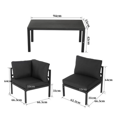 Minimalist 7 Piece Outdoor Lounge Setting - Charcoal Grey - Cosy Abode