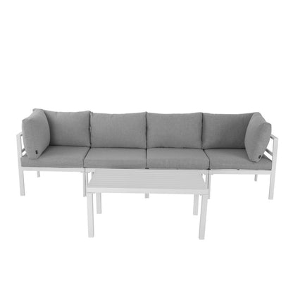 Outdoor White Modern 5 Piece Lounge Set - Cosy Abode