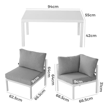Outdoor White Modern 5 Piece Lounge Set - Cosy Abode