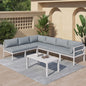 Outdoor White Modern 7 Piece Lounge Set - Cosy Abode