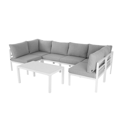 Outdoor White Modern 7 Piece Lounge Set - Cosy Abode