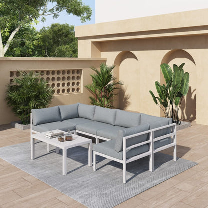 Outdoor White Modern 7 Piece Lounge Set - Cosy Abode