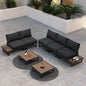 Modern Outdoor 7 Piece Lounge Set with Slatted Polywood Design Tables - Cosy Abode