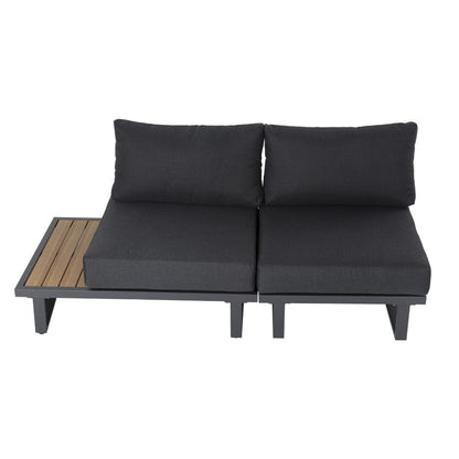 Modern Outdoor 7 Piece Lounge Set with Slatted Polywood Design Tables - Cosy Abode